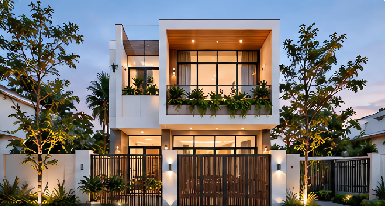 Nhà phố hiện đại mặt tiền kính